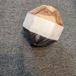 Marble and Wood Octagonal Geometric Decorative Accent Object